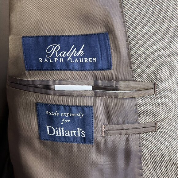 Silk wool 52L brown plaid 2-button sport coat suit jacket Ralph Lauren blazer - Picture 8 of 11